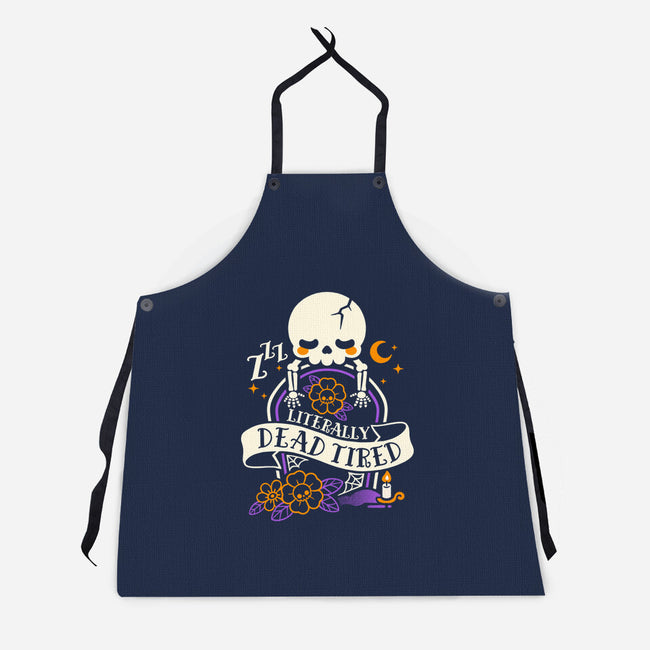 Literally Dead Tired-Unisex-Kitchen-Apron-NemiMakeit