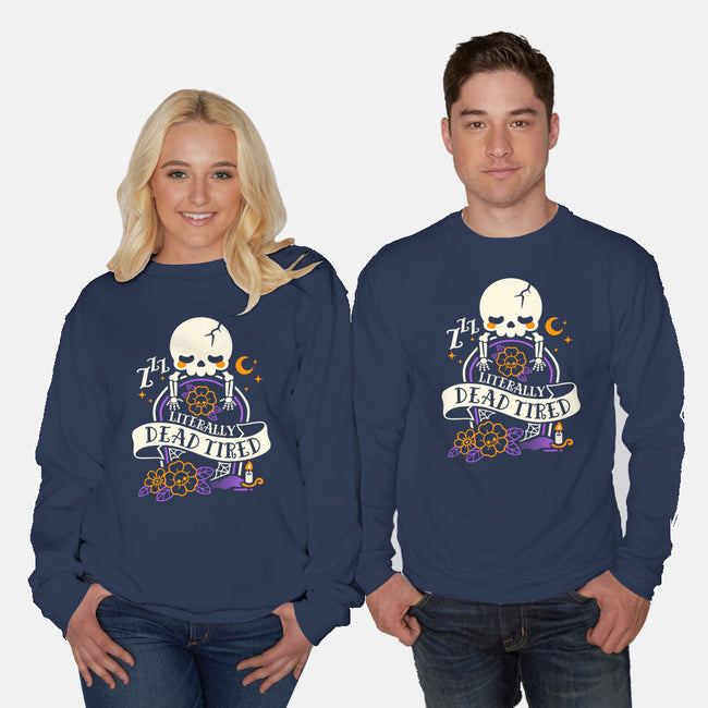 Literally Dead Tired-Unisex-Crew Neck-Sweatshirt-NemiMakeit