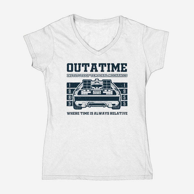 Outatime Institute-Womens-V-Neck-Tee-NMdesign