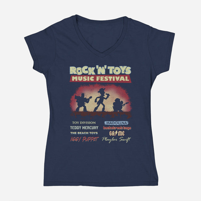 Rock N Toys Music Festival-Womens-V-Neck-Tee-NMdesign