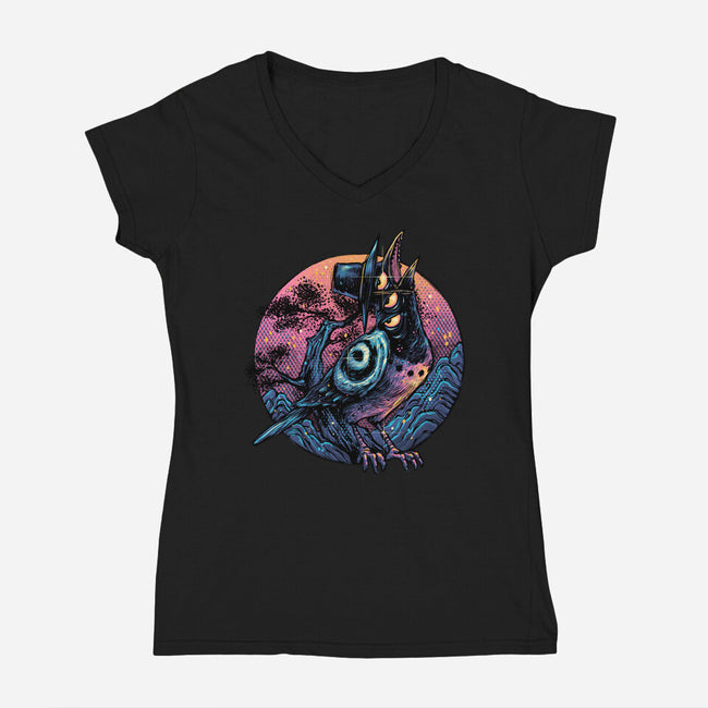 Crow From The Underworld-Womens-V-Neck-Tee-glitchygorilla