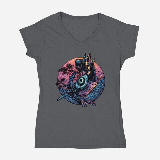 Crow From The Underworld-Womens-V-Neck-Tee-glitchygorilla