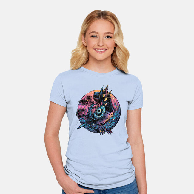 Crow From The Underworld-Womens-Fitted-Tee-glitchygorilla