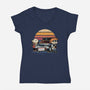 Outamilk-Womens-V-Neck-Tee-glitchygorilla