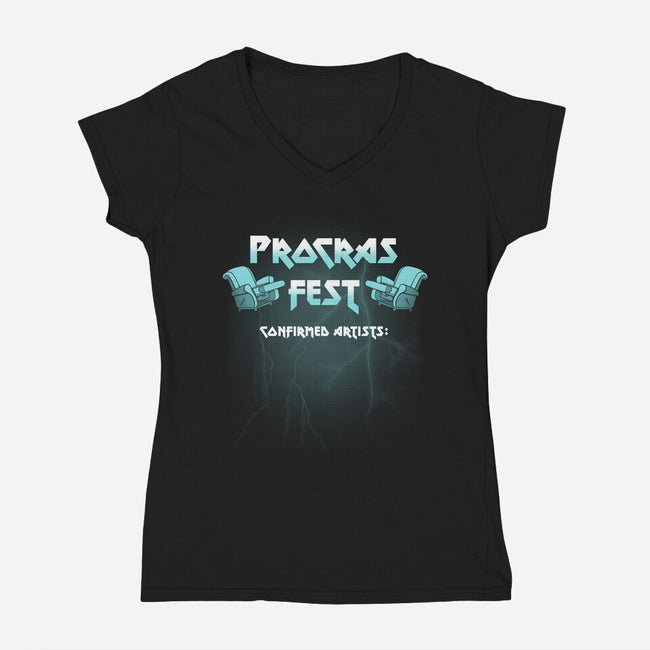 Procras Fest-Womens-V-Neck-Tee-Raffiti