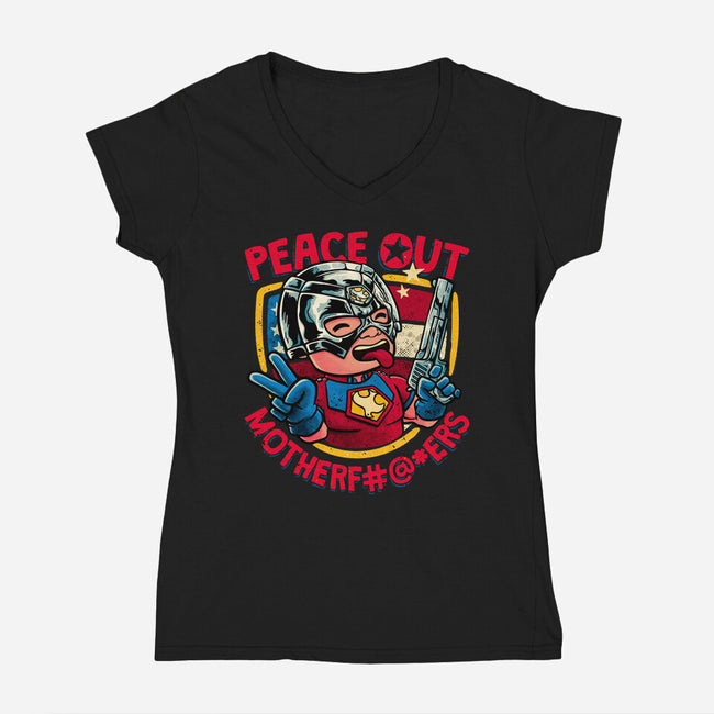 Peace Out-Womens-V-Neck-Tee-teesgeex