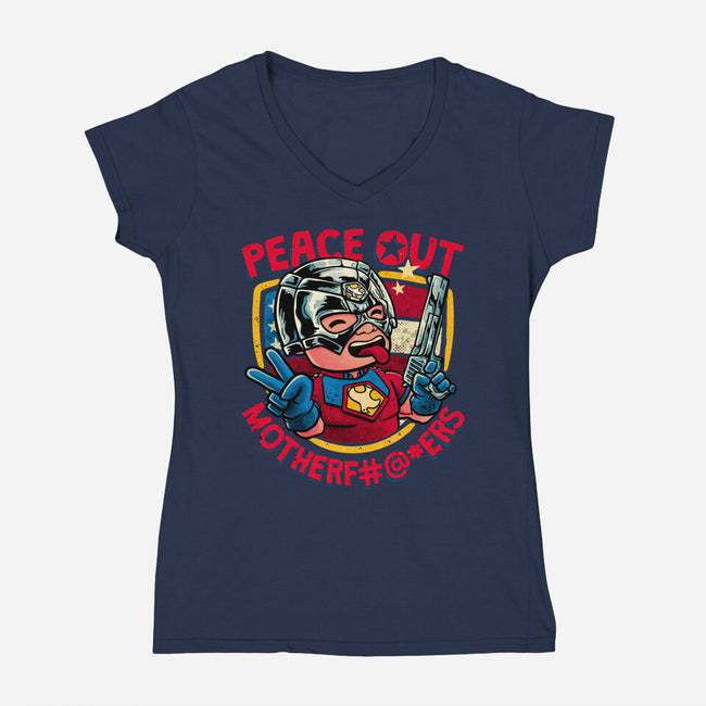 Peace Out-Womens-V-Neck-Tee-teesgeex