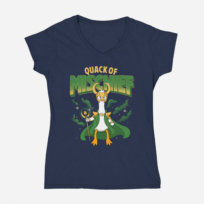 Quack Of Mischief-Womens-V-Neck-Tee-Tri haryadi