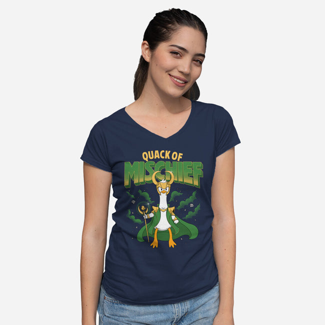 Quack Of Mischief-Womens-V-Neck-Tee-Tri haryadi