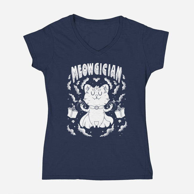 Meowgician-Womens-V-Neck-Tee-Tri haryadi