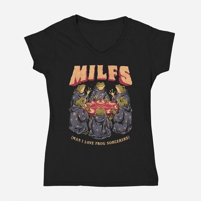 Man I Love Frog Sorcerers-Womens-V-Neck-Tee-eduely