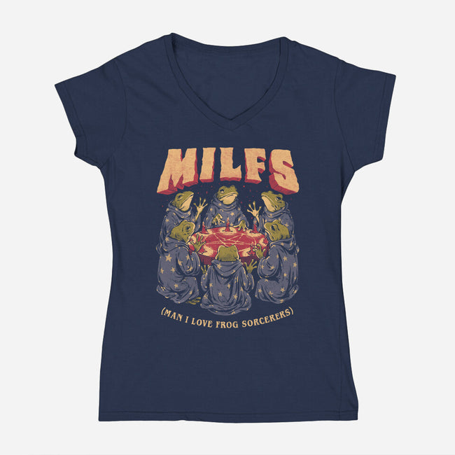 Man I Love Frog Sorcerers-Womens-V-Neck-Tee-eduely