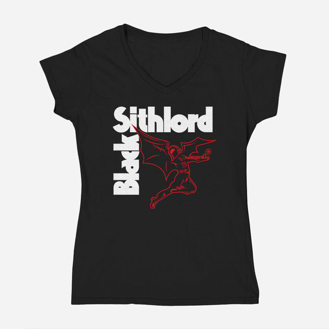 Black Sithlord-Womens-V-Neck-Tee-CappO