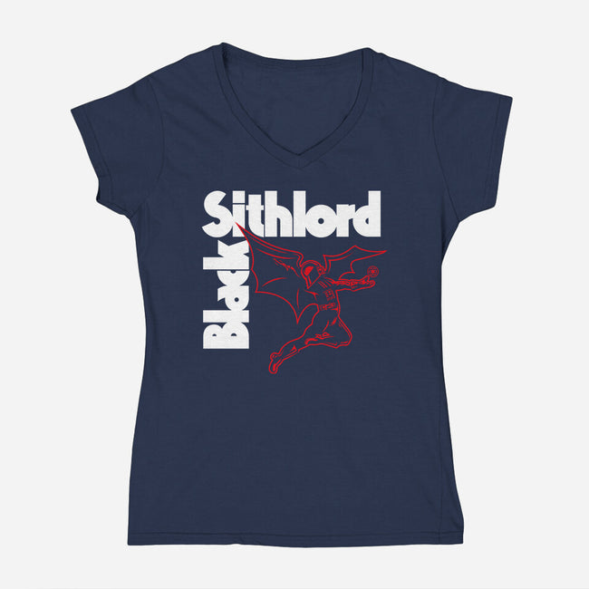 Black Sithlord-Womens-V-Neck-Tee-CappO