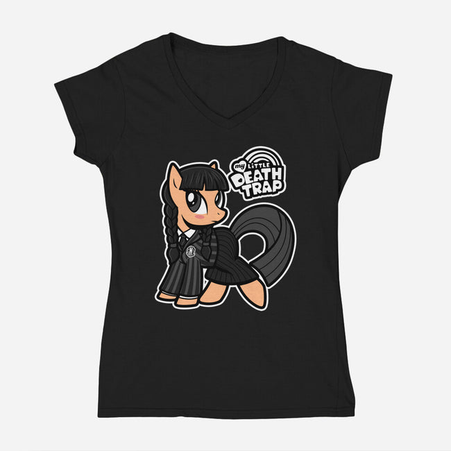 My Little Death Trap-Womens-V-Neck-Tee-Boggs Nicolas
