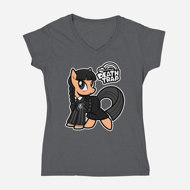My Little Death Trap-Womens-V-Neck-Tee-Boggs Nicolas
