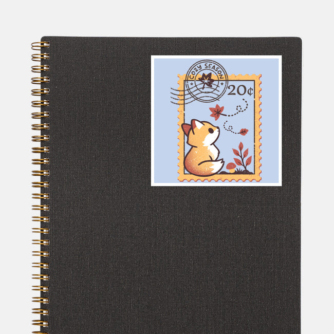 Autumn Fox Postage Stamp-None-Glossy-Sticker-NemiMakeit