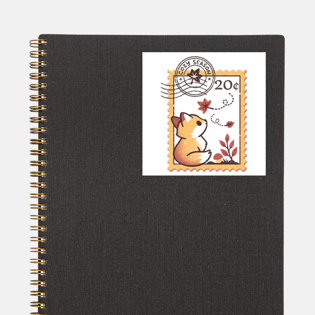 Autumn Fox Postage Stamp-None-Glossy-Sticker-NemiMakeit
