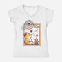 Autumn Fox Postage Stamp-Womens-V-Neck-Tee-NemiMakeit