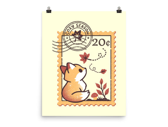 Autumn Fox Postage Stamp
