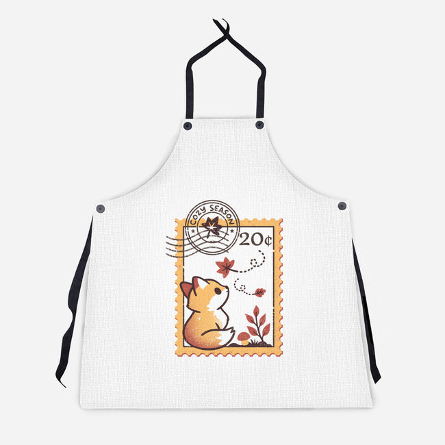 Autumn Fox Postage Stamp-Unisex-Kitchen-Apron-NemiMakeit