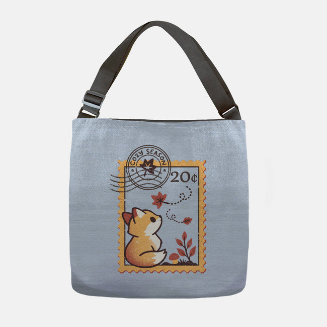 Autumn Fox Postage Stamp-None-Adjustable Tote-Bag-NemiMakeit