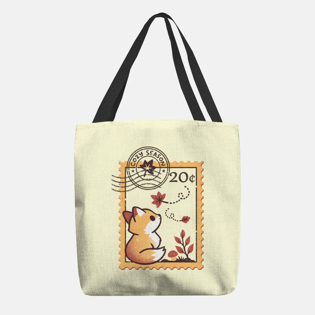 Autumn Fox Postage Stamp-None-Basic Tote-Bag-NemiMakeit