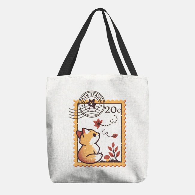 Autumn Fox Postage Stamp-None-Basic Tote-Bag-NemiMakeit
