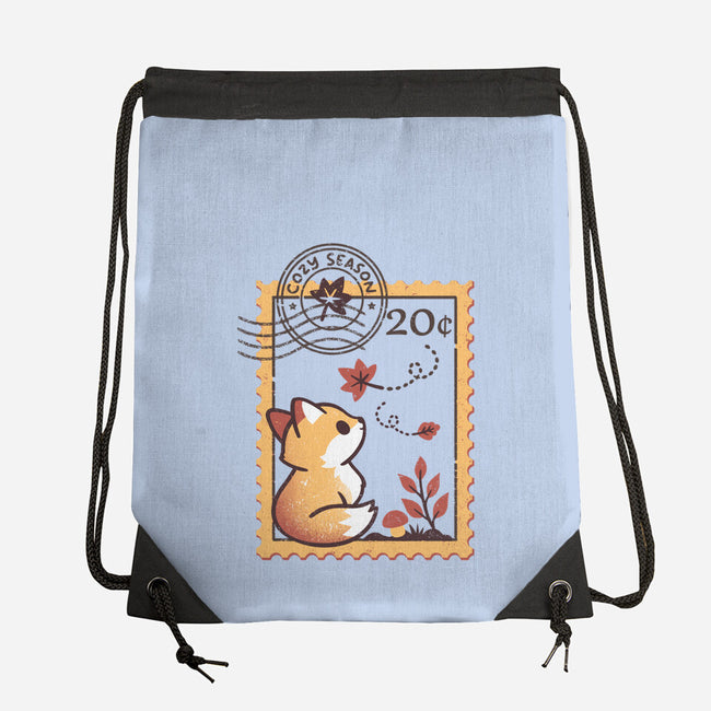 Autumn Fox Postage Stamp-None-Drawstring-Bag-NemiMakeit
