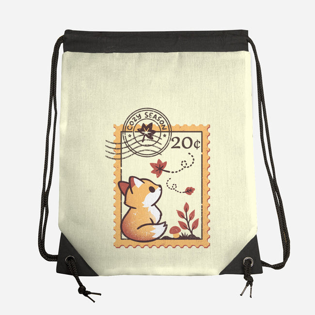 Autumn Fox Postage Stamp-None-Drawstring-Bag-NemiMakeit