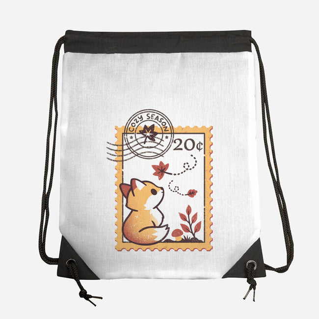 Autumn Fox Postage Stamp-None-Drawstring-Bag-NemiMakeit