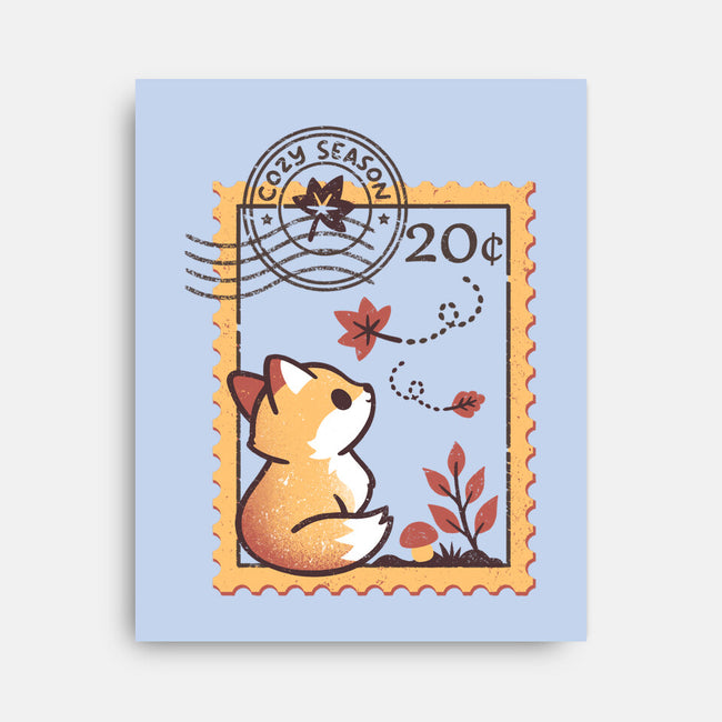 Autumn Fox Postage Stamp-None-Stretched-Canvas-NemiMakeit
