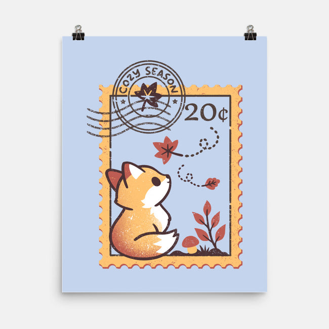 Autumn Fox Postage Stamp-None-Matte-Poster-NemiMakeit