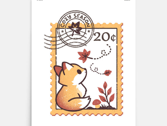 Autumn Fox Postage Stamp