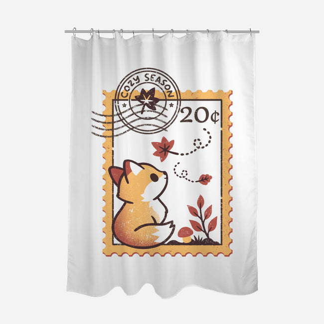 Autumn Fox Postage Stamp-None-Polyester-Shower Curtain-NemiMakeit