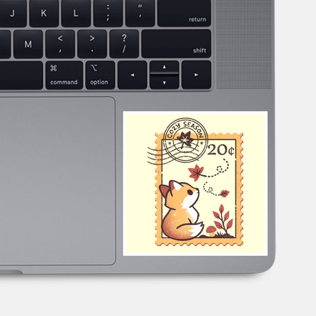 Autumn Fox Postage Stamp-None-Glossy-Sticker-NemiMakeit