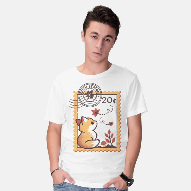 Autumn Fox Postage Stamp-Mens-Basic-Tee-NemiMakeit