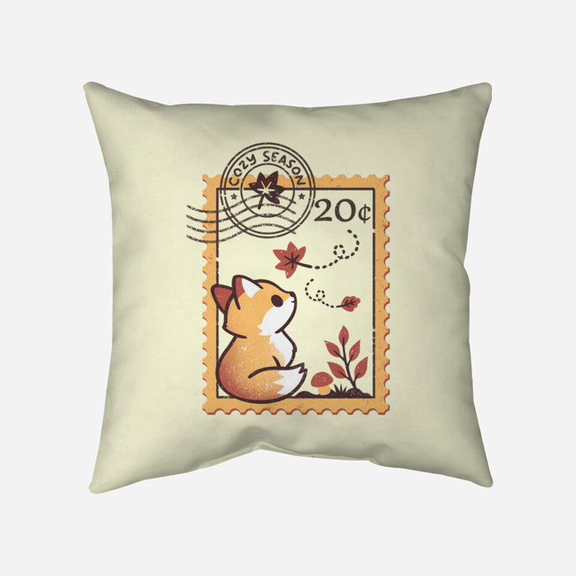 Autumn Fox Postage Stamp-None-Removable Cover w Insert-Throw Pillow-NemiMakeit
