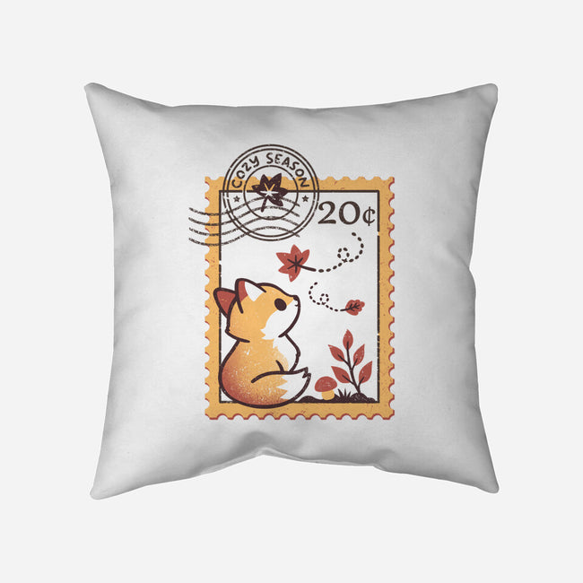 Autumn Fox Postage Stamp-None-Removable Cover w Insert-Throw Pillow-NemiMakeit
