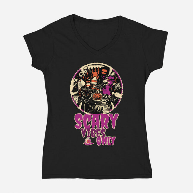 Scary Vibes Only Please-Womens-V-Neck-Tee-imisko