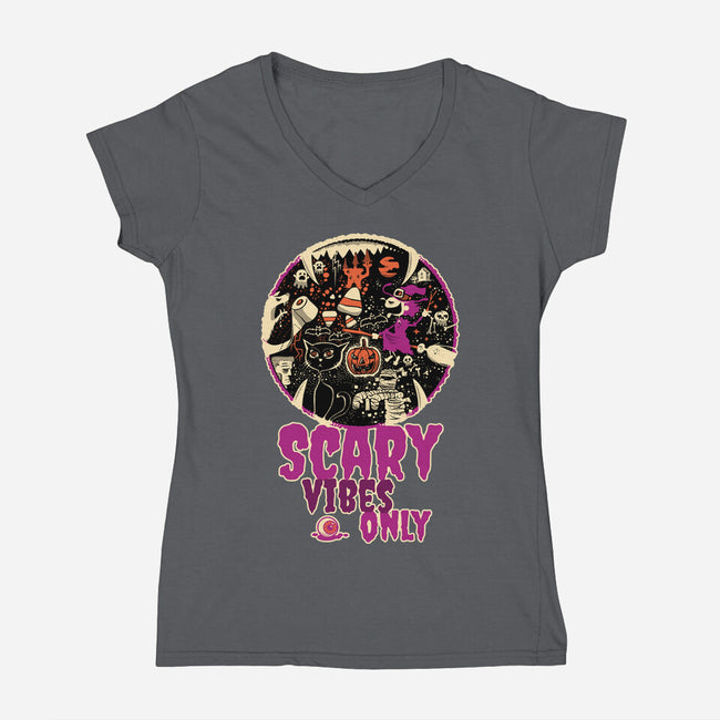 Scary Vibes Only Please-Womens-V-Neck-Tee-imisko