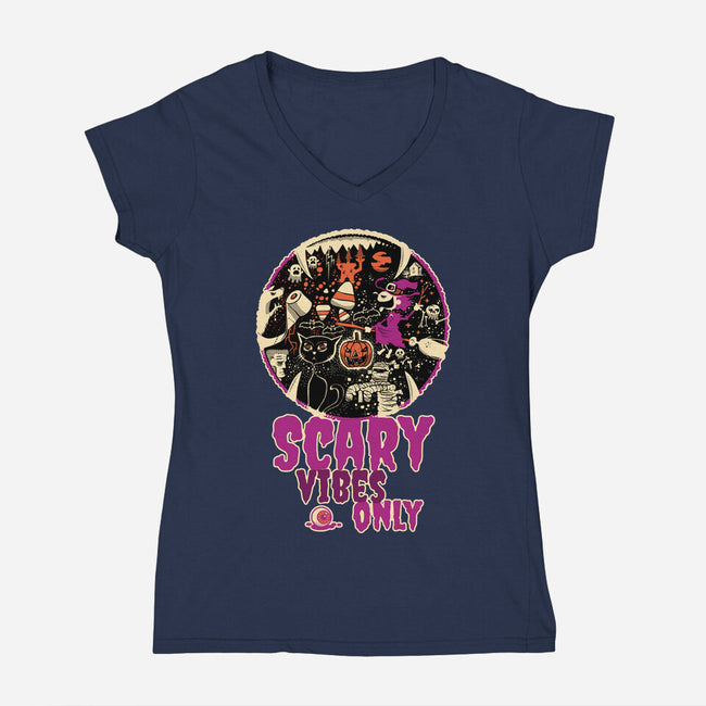 Scary Vibes Only Please-Womens-V-Neck-Tee-imisko
