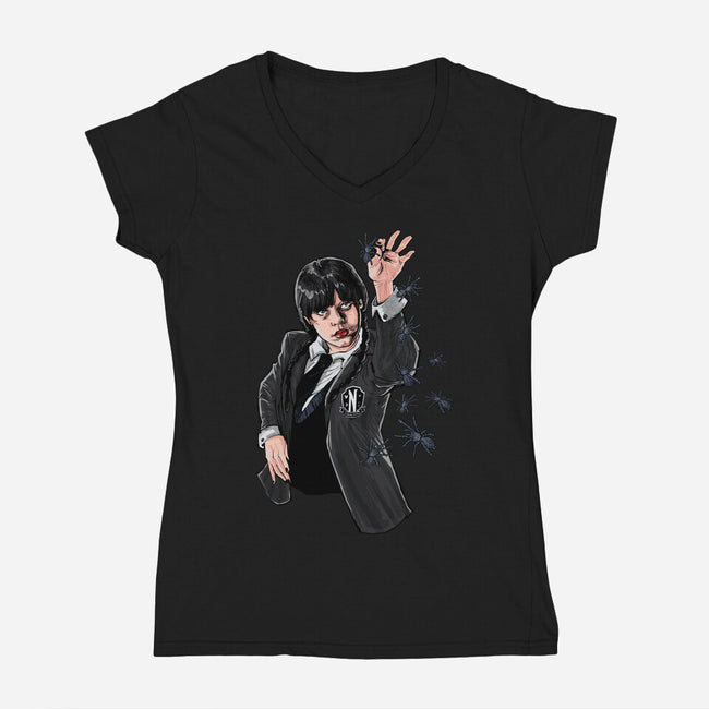 Chef Wednesday-Womens-V-Neck-Tee-zascanauta