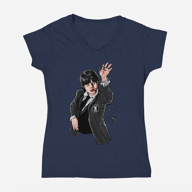 Chef Wednesday-Womens-V-Neck-Tee-zascanauta