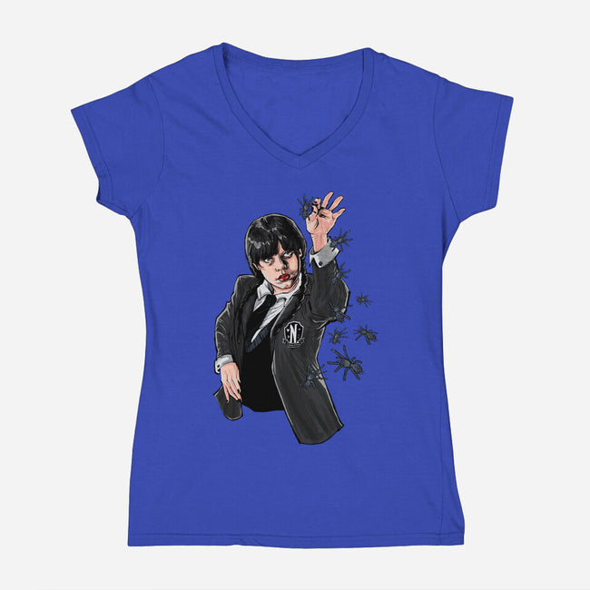 Chef Wednesday-Womens-V-Neck-Tee-zascanauta