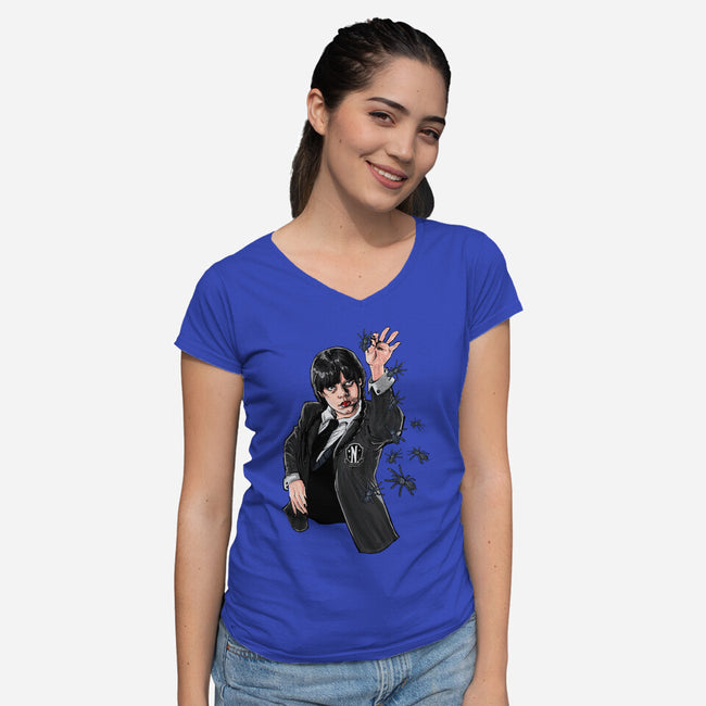 Chef Wednesday-Womens-V-Neck-Tee-zascanauta