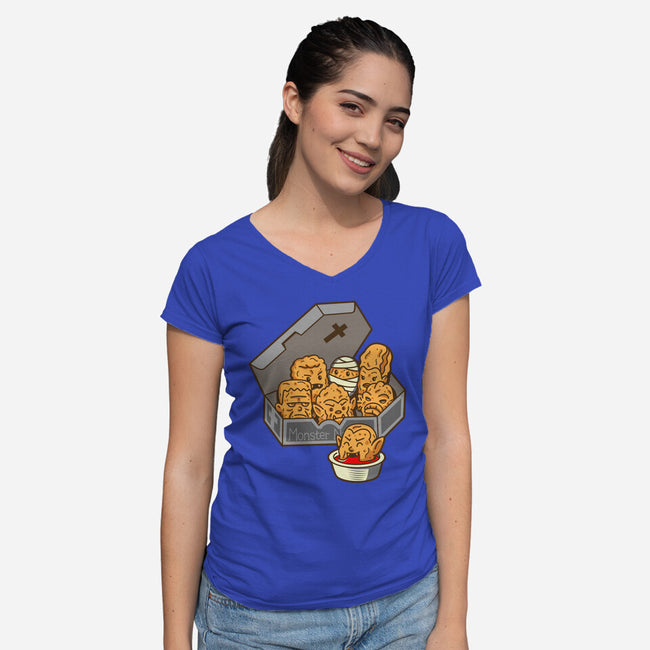 Monster Nuggets-Womens-V-Neck-Tee-Boggs Nicolas