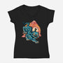 The Glowing Tiger-Womens-V-Neck-Tee-glitchygorilla