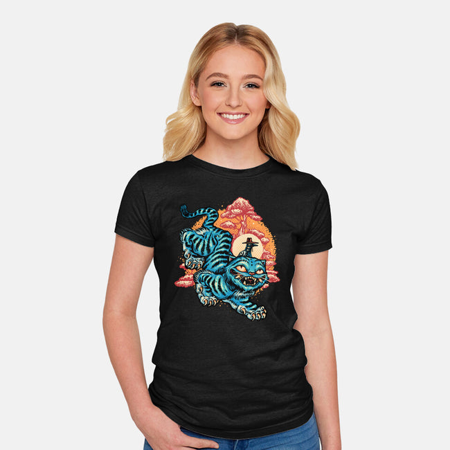 The Glowing Tiger-Womens-Fitted-Tee-glitchygorilla