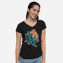 The Glowing Tiger-Womens-V-Neck-Tee-glitchygorilla